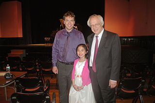 Piano Studio Gallery:  JENNIFER LIU with her piano teacher YERVGENY MOROZOV and piano jury member SERGEI POLUSMIAK.