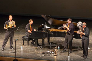  The trio – Thomas Boulton, Dan Wions and Yevgeny Morozov – along with festival organizer Ed Mallett, played Maynard Tribute, Webb/Nancock/Zawinul/Buckelew. 